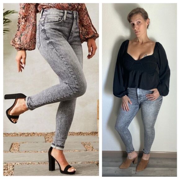 KanCan Ultra High Rise Skinny Jeans 27 Black Gray Streetwear - Picture 1 of 15